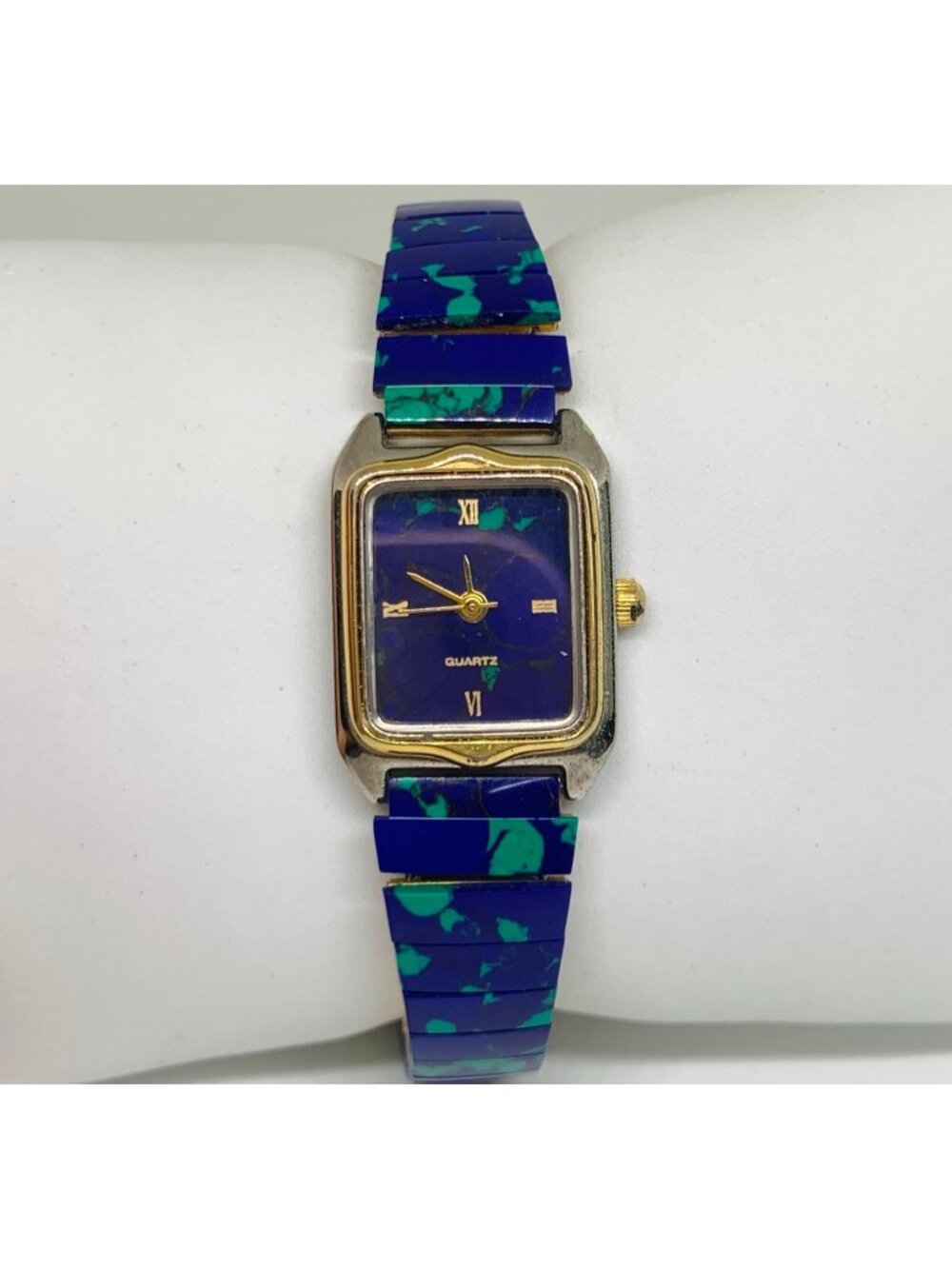 Vintage Azurite Malekite style two tone women’s watch Japan parts 20mm running